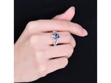 18Kt White Gold 0.80ct Sapphire Ring with Natural Diamonds