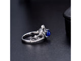 18Kt White Gold 0.80ct Sapphire Ring with Natural Diamonds