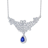 18Kt White Gold 1.02 ct Sapphire Diamonds Pendant