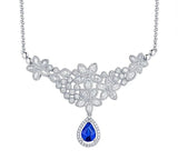 18Kt White Gold 1.02 ct Sapphire Diamonds Pendant