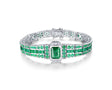 18Kt White Gold 10.82 ct Emerald Bracelet with Natural Diamond (Unisex)