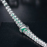 18Kt White Gold 10.82 ct Emerald Bracelet with Natural Diamond (Unisex)
