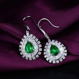 18Kt White Gold 2.02ct Emerald Earrings with Diamonds