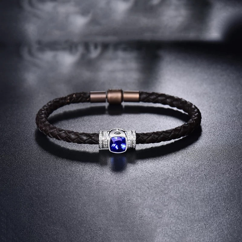 18Kt White Gold 2.50 ct Tanzanite Bracelet with Diamonds (Unisex)