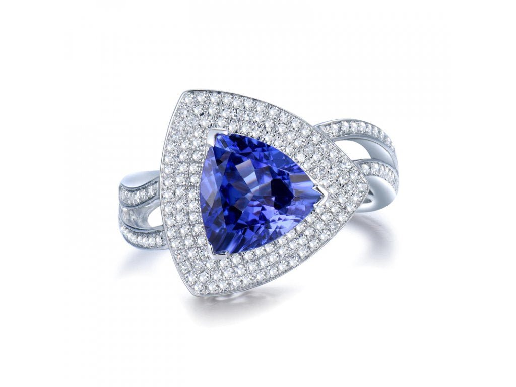 18Kt White Gold 2.50ct Tanzanite Ring with Diamonds