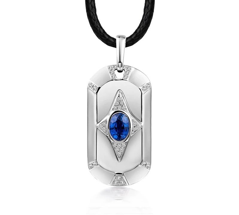 18Kt White Gold Blue Sapphire 1.00 ct Pendant for men