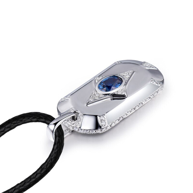 18Kt White Gold Blue Sapphire 1.00 ct Pendant for men