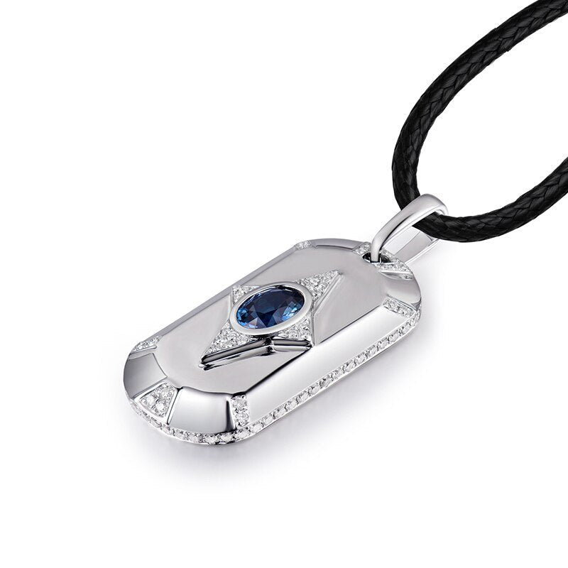 18Kt White Gold Blue Sapphire 1.00 ct Pendant for men