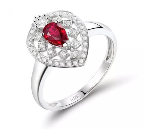 18Kt White Gold Diamond 0.46 ct Ruby Ring