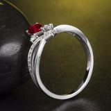 18Kt White Gold Diamond 0.49 ct Ruby Ring