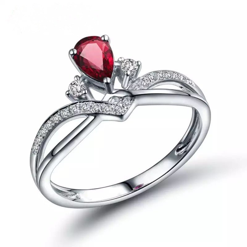 18Kt White Gold Diamond 0.49 ct Ruby Ring