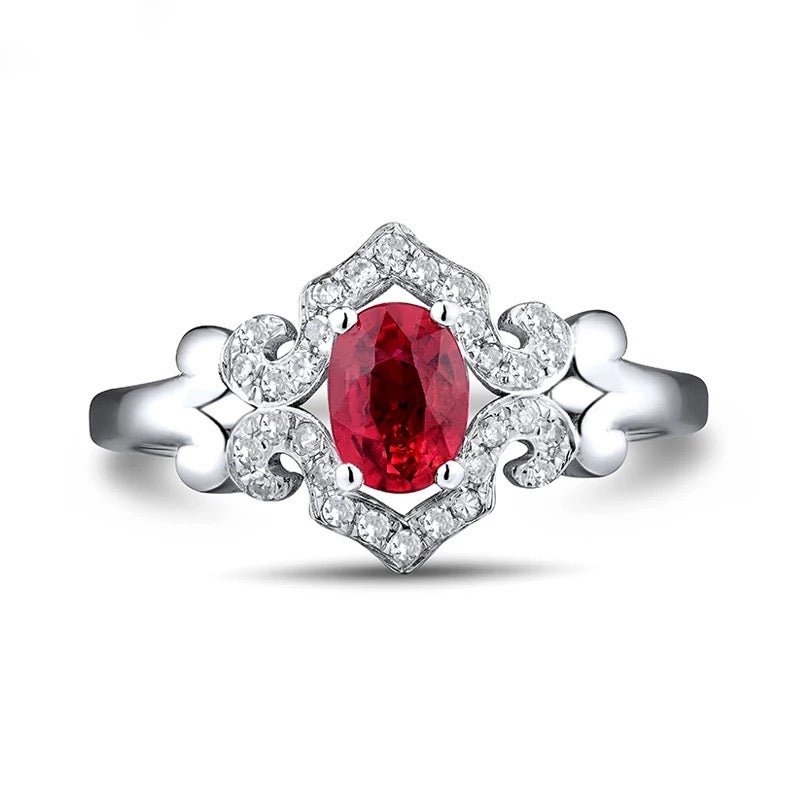 18Kt White Gold Diamond 0.80 ct Ruby Ring