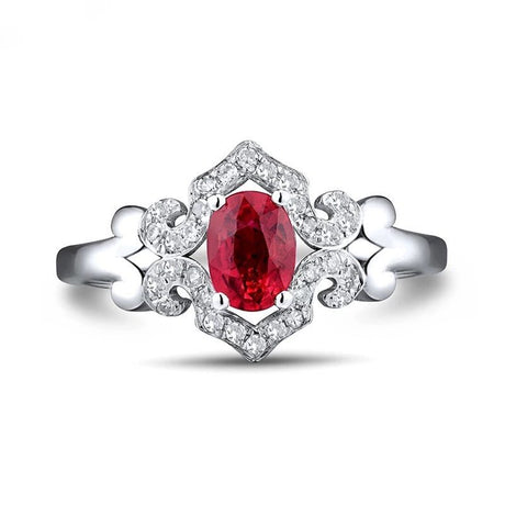 18Kt White Gold Diamond 0.80 ct Ruby Ring