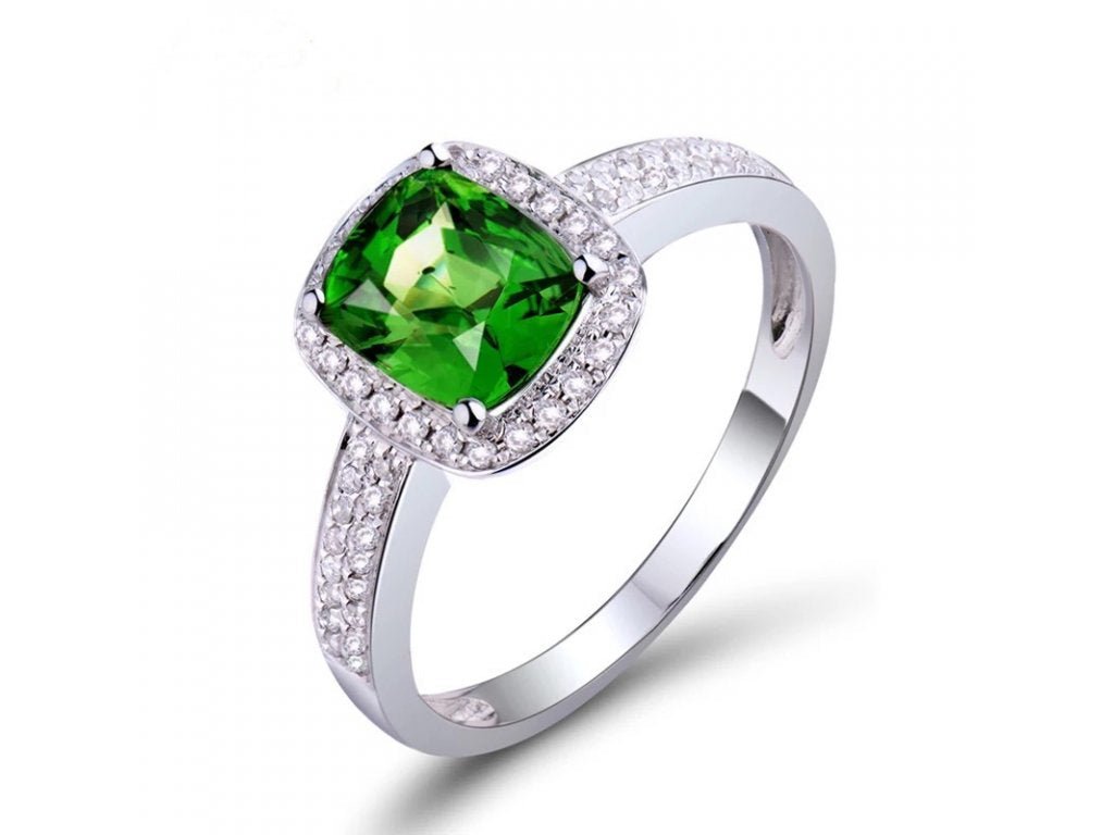 18Kt White Gold Diamond & 1.02ct Tsavorite Ring