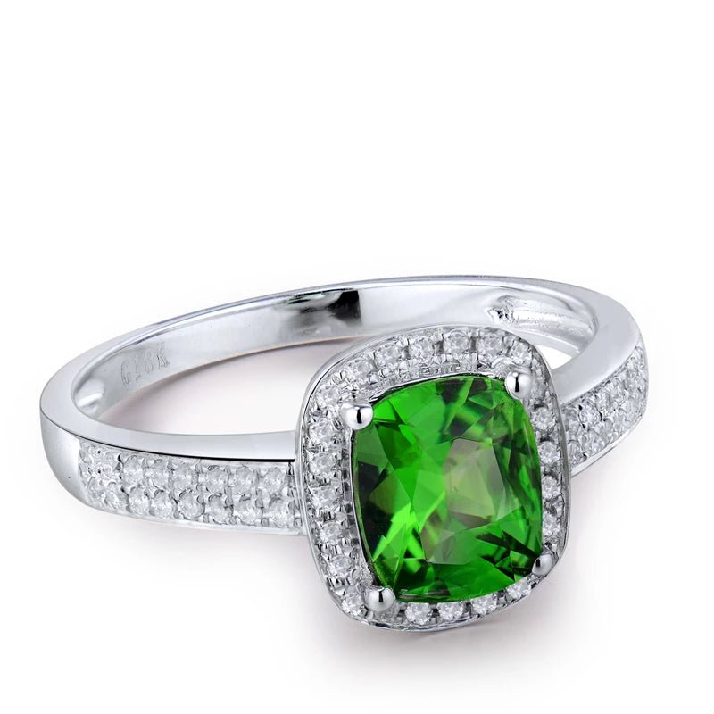 18Kt White Gold Diamond & 1.02ct Tsavorite Ring