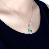 18Kt White Gold Diamond 1.06 ct Emerald Pendant