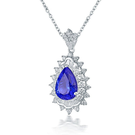 18Kt White Gold Diamond 4.14 ct Tanzanite Pendant