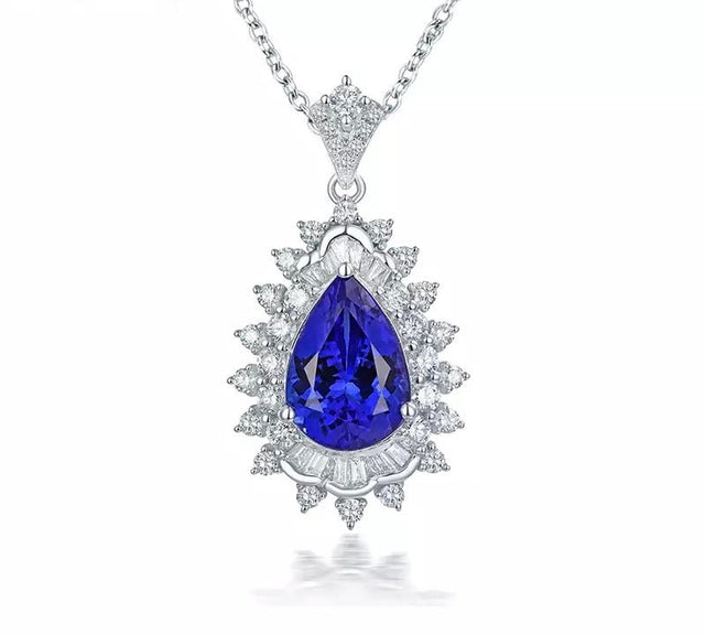 18Kt White Gold Diamond 4.14 ct Tanzanite Pendant