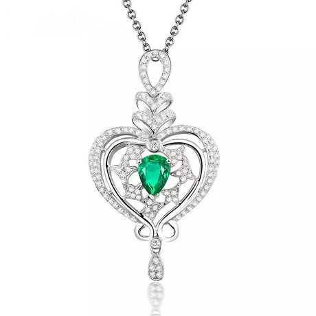 18Kt White Gold Diamonds 0.78 ct Emerald Pendants