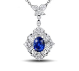18Kt White Gold Diamonds 1.09 ct Sapphire Pendant