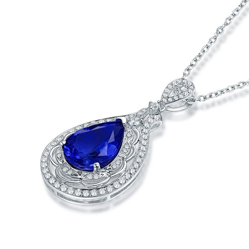 18Kt White Gold Diamonds 3.13 ct Tanzanite Pendants