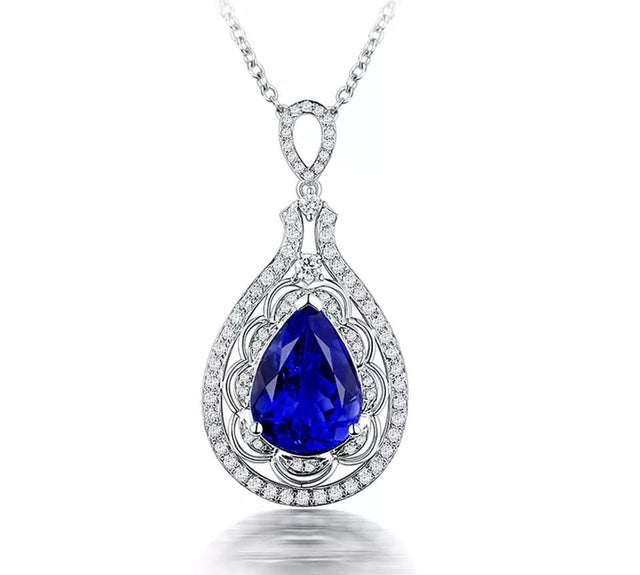 18Kt White Gold Diamonds 3.13 ct Tanzanite Pendants
