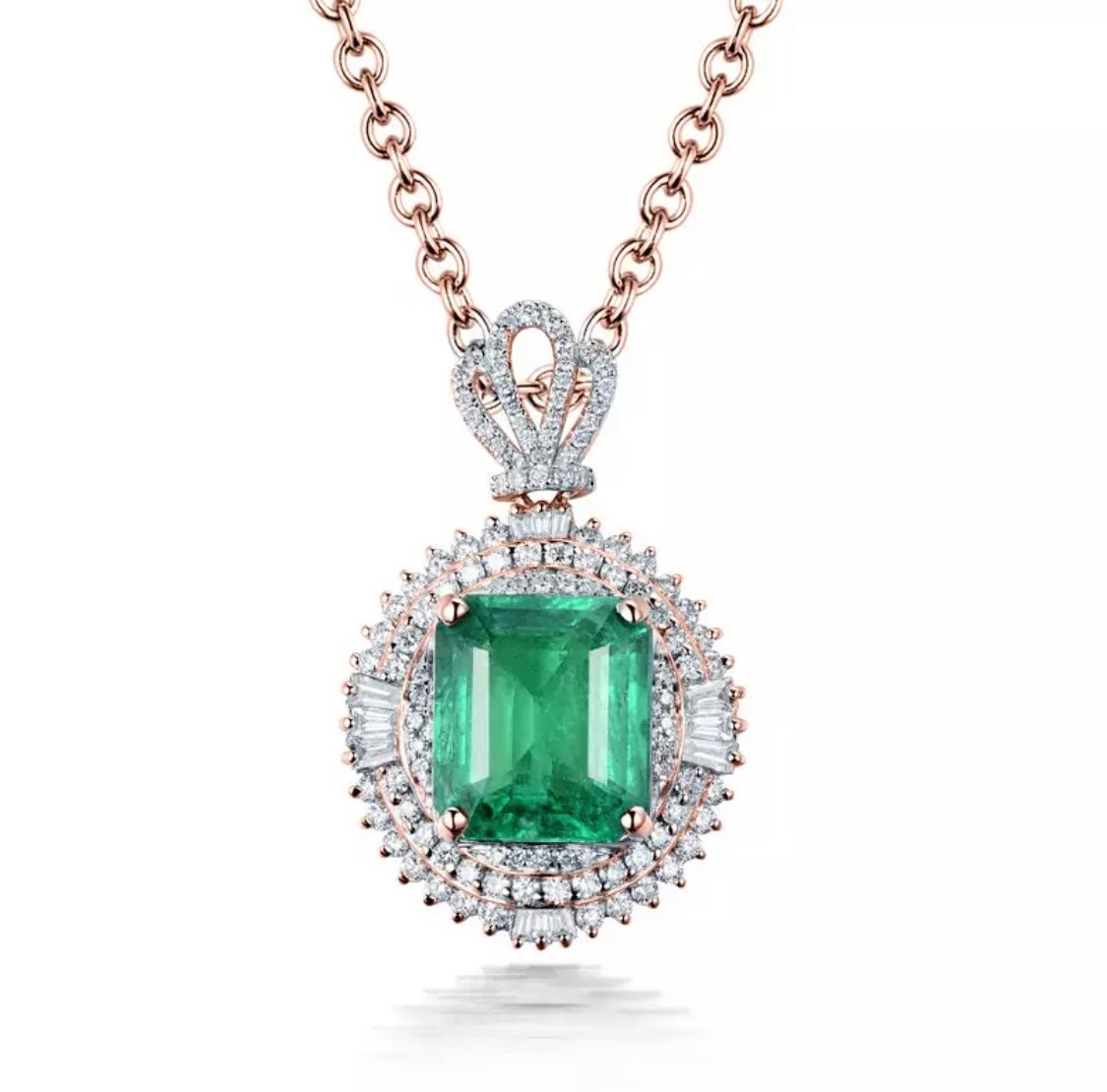18Kt White Gold Diamonds 4.50 ct Emerald Pendant (Unisex)