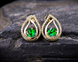 18Kt Yellow Gold 1.25ct Tsavorite Earrings with Diamond