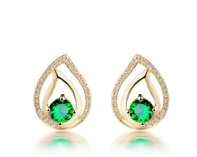 18Kt Yellow Gold 1.25ct Tsavorite Earrings with Diamond