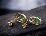 18Kt Yellow Gold 1.25ct Tsavorite Earrings with Diamond