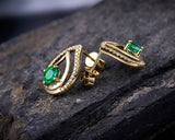 18Kt Yellow Gold 1.25ct Tsavorite Earrings with Diamond