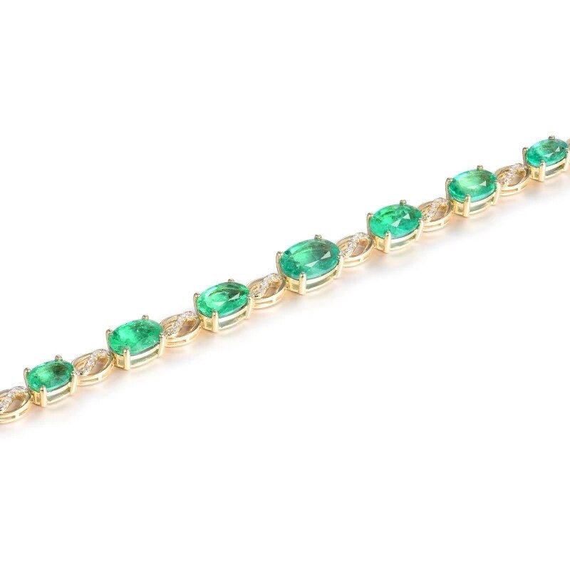 18Kt Yellow Gold 5.185 ct Emerald Bracelet with Diamonds (Unisex)