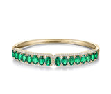 18Kt Yellow Gold 8.00 ct Emerald Bracelet with Natural Diamond