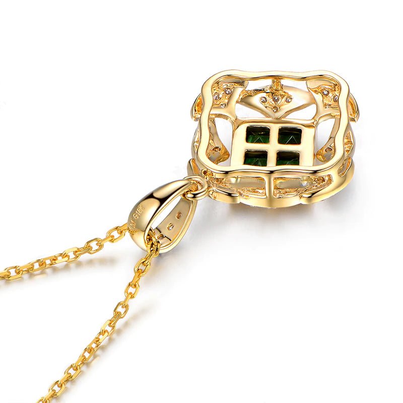 18Kt Yellow Gold Diamond & 0.45 ct Emerald Pendant