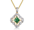 18Kt Yellow Gold Diamond & 0.45 ct Emerald Pendant