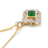 18Kt Yellow Gold Diamond & 0.45 ct Emerald Pendant