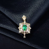 18Kt Yellow Gold Diamond & 0.60 ct Emerald Pendant