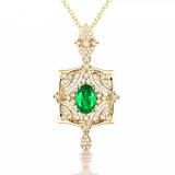 18Kt Yellow Gold Diamond & 0.60 ct Emerald Pendant