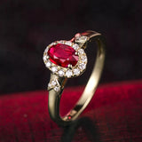 18Kt Yellow Gold Diamond 0.60 ct Ruby Ring