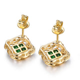 18Kt Yellow Gold Diamond 0.70 ct Emerald Stud Earrings