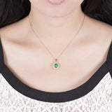 18Kt Yellow Gold Diamond 1.18 ct Emerald Pendant