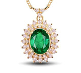 18Kt Yellow Gold Diamond 1.44 ct Emerald Pendant
