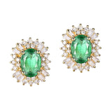 18Kt Yellow Gold Diamond 1.48 ct Emerald Stud Earrings