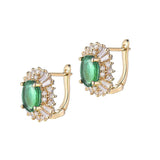 18Kt Yellow Gold Diamond 1.48 ct Emerald Stud Earrings