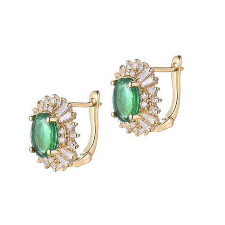 18Kt Yellow Gold Diamond 1.48 ct Emerald Stud Earrings
