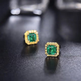 18Kt Yellow Gold Diamond 1.80 ct Emerald Stud Earrings