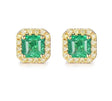 18Kt Yellow Gold Diamond 1.80 ct Emerald Stud Earrings