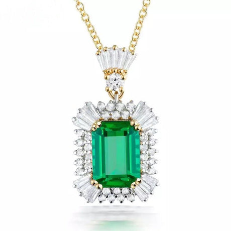 18Kt Yellow Gold Diamond & 2.36 ct Emerald Pendant