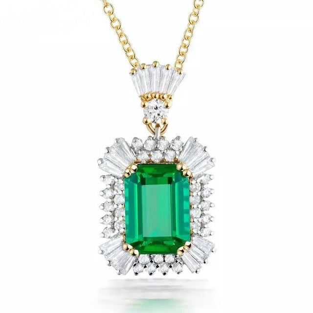 18Kt Yellow Gold Diamond & 2.36 ct Emerald Pendant