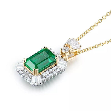 18Kt Yellow Gold Diamond & 2.36 ct Emerald Pendant